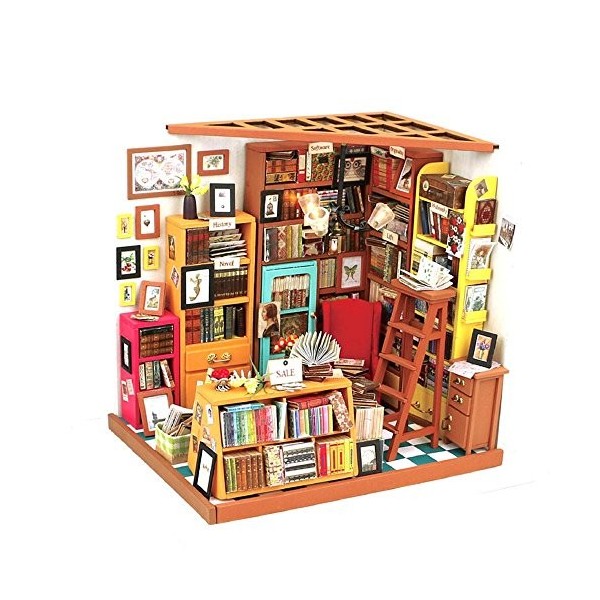Maison de poupée miniature à monter soi-même Sams Study Room - Maison miniature en bois à armer - Mini maison de jeu amusant