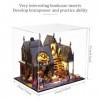 Kit de Maison de poupée Miniature Bricolage avec Couverture de poussière en Bois Magique de Fabrication avec Meubles et léger