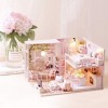 Boisé 1/24 Miniature Maison de Poupée LED Lumière Meubles Maison de Poupée Kit Bricolage Adulte Enfants CadeauWooded 1/24 Min