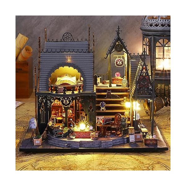 DIY Mini Dollhouse Set Magic Cottage Bricolage Maison de poupée Ensemble avec Housse Anti - poussière assemblé à la Main Musi