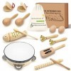 Jpnew Ensemble dinstruments de Musique pour Tout-Petits et Enfants dâge préscolaire, Jouet 100% Bois Jouet Musical Bébé Jou