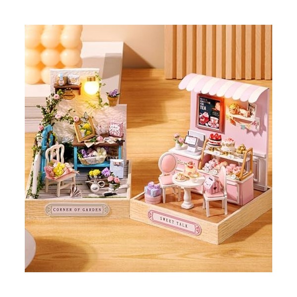 DSOUWEH Kit de Maison de poupée en Bois Bricolage sûr et Non Toxique pour Enfants Kit de Maison de poupées Miniatures en Bois