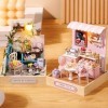 DSOUWEH Kit de Maison de poupée en Bois Bricolage sûr et Non Toxique pour Enfants Kit de Maison de poupées Miniatures en Bois