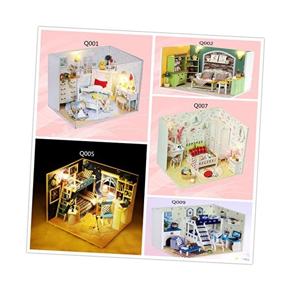 Toyvian Maison De Poupée Éclairée Cadeau danniversaire pour Enfants Kit De Maison De Poupée en Bois Bricolage Maison en Bois