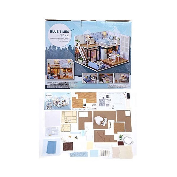 Maison De Poupée Puzzle en Bois 3D, Kit De Maison De Poupée DIY, Kits De Modèles De Maison De Poupée en Bois avec Lumières, C