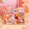 erhumama Maison de poupée miniature loft avec housse anti-poussière et accessoires de balcon DIY maison de poupée Duplex Apar