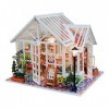 itrimaka Puzzles 3D, Bricolage Maison Poupée Miniature Fait À La Main en Bois avec Lumière - White Town Series Dollhouses Acc