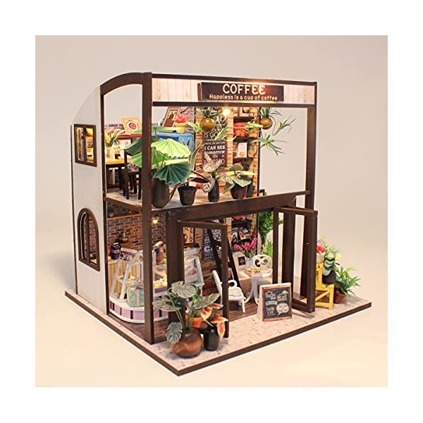 Cuteefun Maison Miniature a Construire DIY Maison Poupee Miniature Bois en Kit avec Meubles, Musique, Couvercle et Outils, Ca