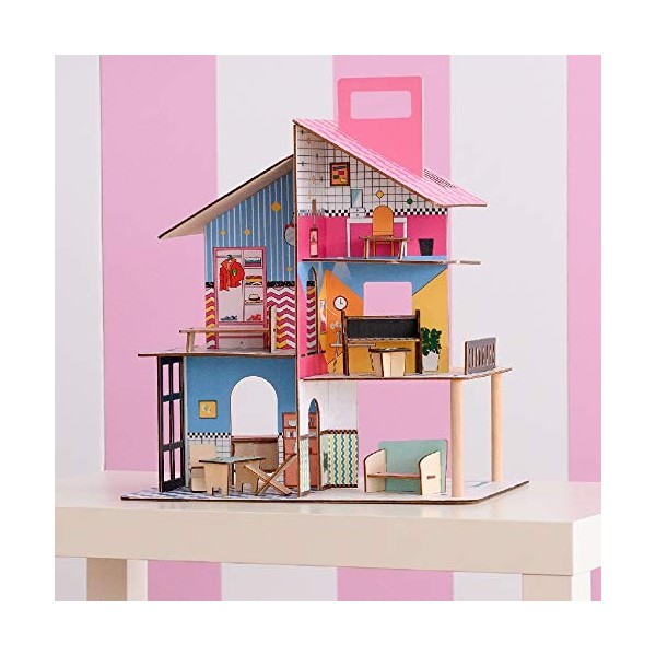 Olivias Little World 360 Enfants Maison De Poupée en Bois - 3,5 "Poupées Et 12 Accessoires Multi TD-13260C