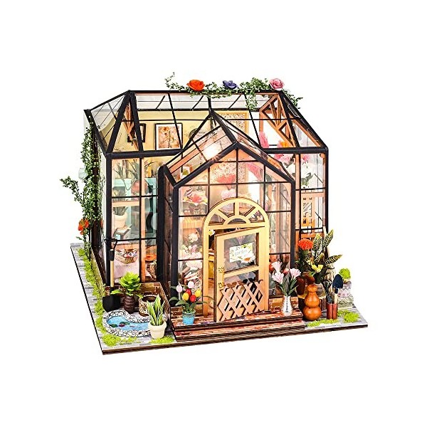 Fsolis DIY Miniature Maison de poupée avec Meubles, Équipement de maison de poupée en Bois DIY, plus résistant à la poussière