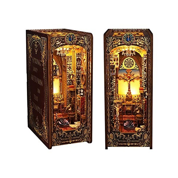 Cuteefun 3D Bois Puzzle Book Nook, Insert Détagère à Livres DIY, Mini Maison de Poupée de Musique DIY, Décoratives Faites Vo