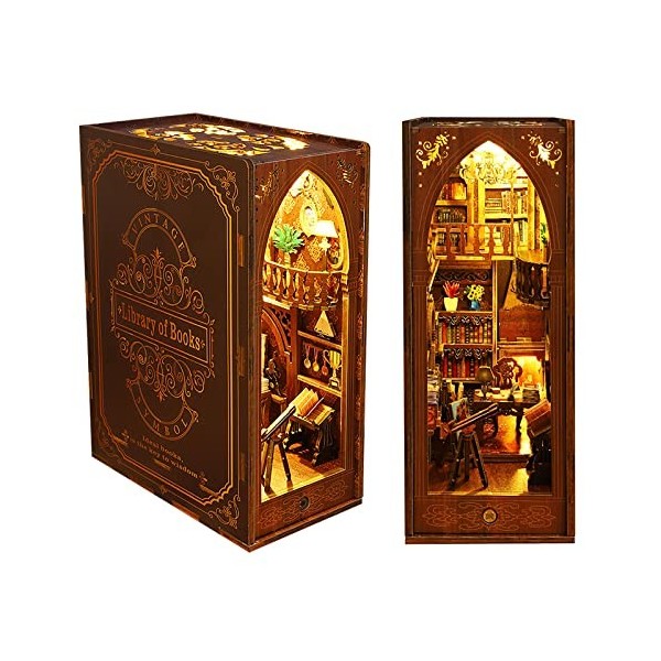 Cuteefun 3D Bois Puzzle Book Nook, Insert Détagère à Livres DIY, Mini Maison de Poupée de Musique DIY, Décoratives Faites Vo