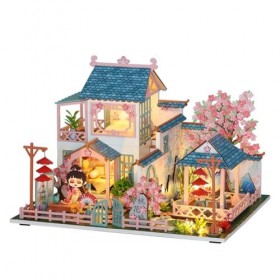 Kit de meubles de maison de poupée miniature en bois pour adultes à construire avec lumière LED - Excellent cadeau dannivers