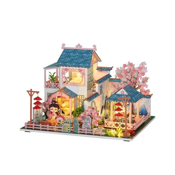 Kit de meubles de maison de poupée miniature en bois pour adultes à construire avec lumière LED - Excellent cadeau dannivers