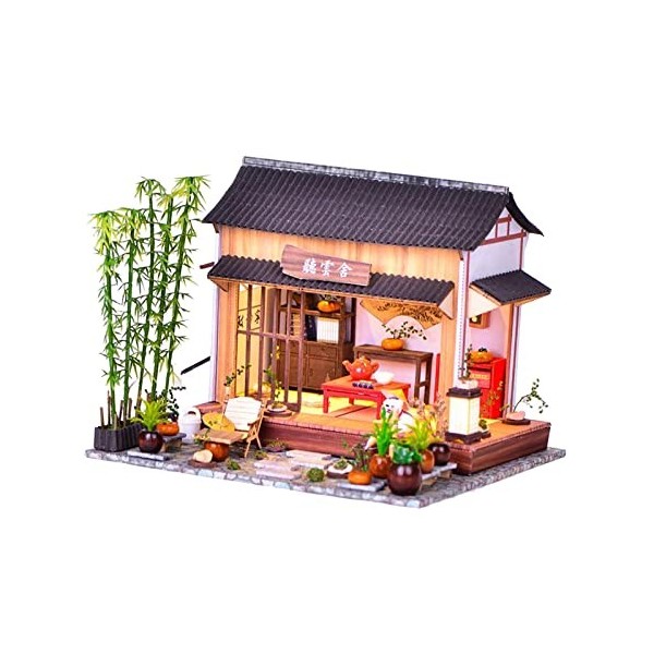 Style Chinois Cottage Bricolage Miniature Maison de Poupée Kit Artisanat avec LED Maison de Poupée Modèle Construction Y Cade