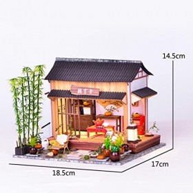 Style Chinois Cottage Bricolage Miniature Maison de Poupée Kit Artisanat avec LED Maison de Poupée Modèle Construction Y Cade