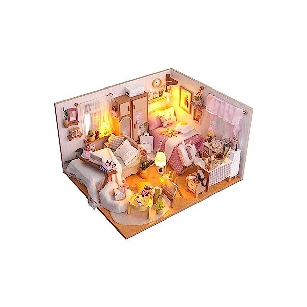 MagiDeal Kits de Maison de poupée Miniature en Bois Mode de Chambre créative pour Enfants Adultes avec Meubles et Ornements O
