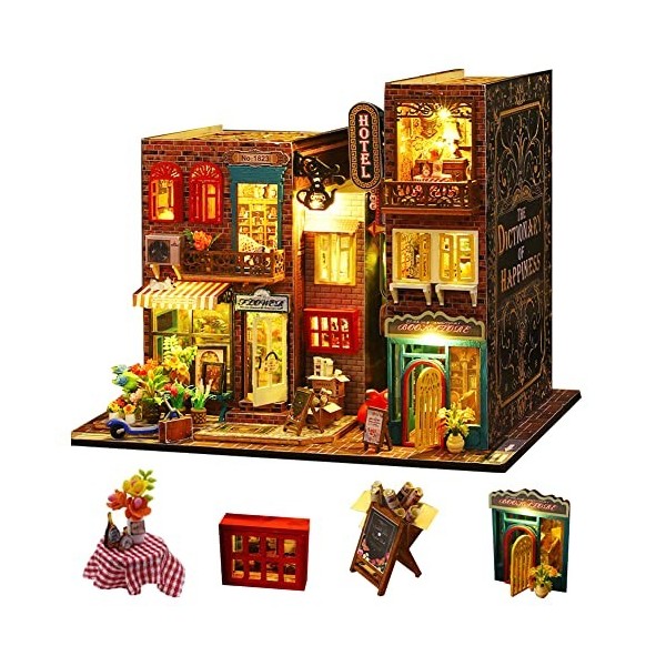Maison de poupée miniature en forme de livre faite à la main, kit de meubles de maison de poupée, échelle 1:24, modèle de vil