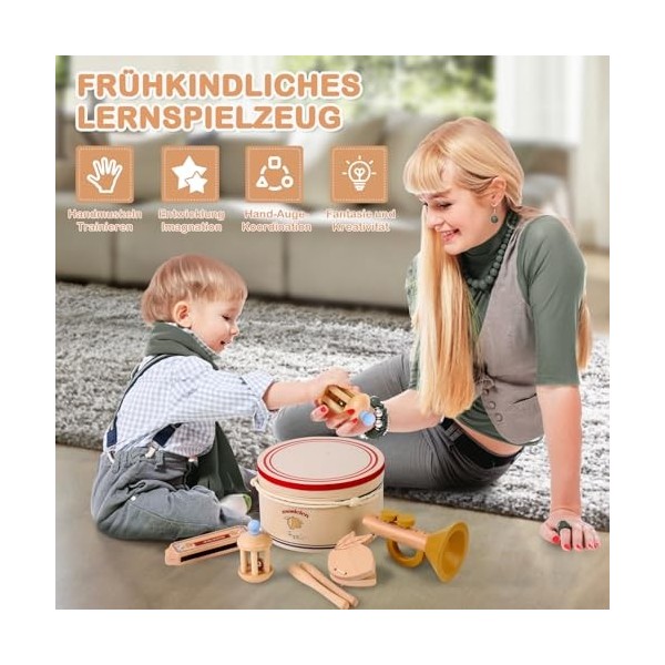 Instrument De Musique Bebe Musique Enfant, Instrument Percussion Jouet en Bois Montessori Jouets Musicaux Jouet Enfant Cadeau