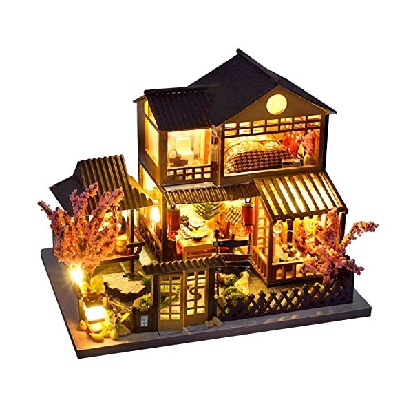 Kit De Maison De Poupée Miniatures Décoratives Attrayantes en Tissu De Bois Assemblé De Bricolage, Cadeau pour Les Amateurs D