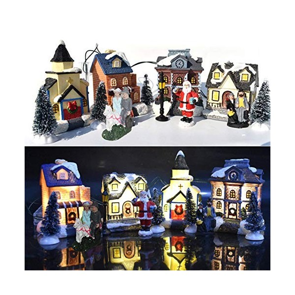 10PCS Poupée Noël, Modèle Maison Poupée Noël avec Accessoires Personnes Darbres Noël Père Noël, Maison Poupée Miniature pour