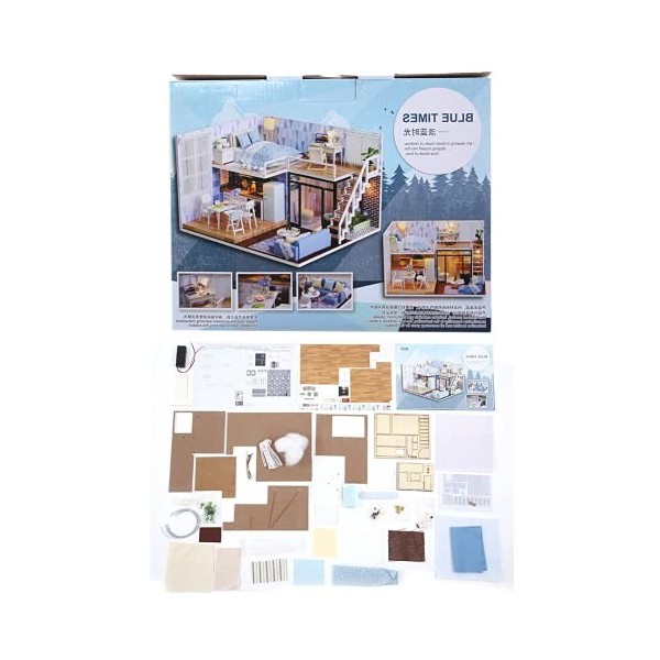 Sazao Puzzle Maison de poupée, Kit de Maison de poupée, Puzzle en Bois 3D Exercice de Maison de poupée Capacité Pratique des 