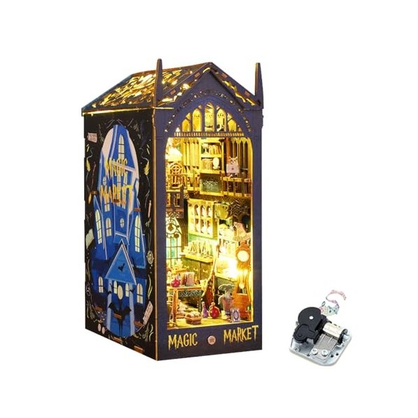 Maison de poupée magique avec boîte à musique - Kit de construction DIY - Serre-livres 3D assemblés - Maison de poupée en boi