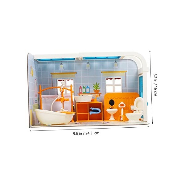 ibasenice 1 Set Maison De Poupée Jouets Salle De Bains Lavabo Salle De Douche Salle De Bains Toilette Jouet Accessoires De Po