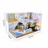 Dynamicoz Maison de poupée miniature avec mobilier, kit de maison de poupée en bois et mouvement musical anti-poussière pour 