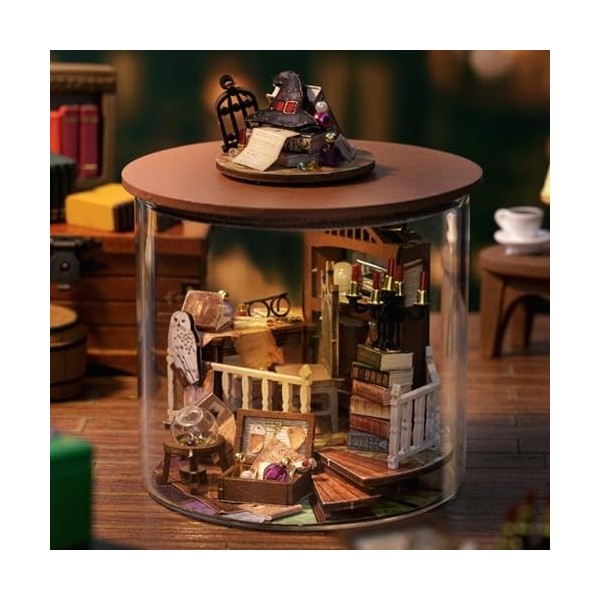 Kit De Maison De Poupées Miniatures 3D Mini Maison En Bois Avec Couvercle Anti-Poussière Artisanat Fait À La Main Pour Adulte