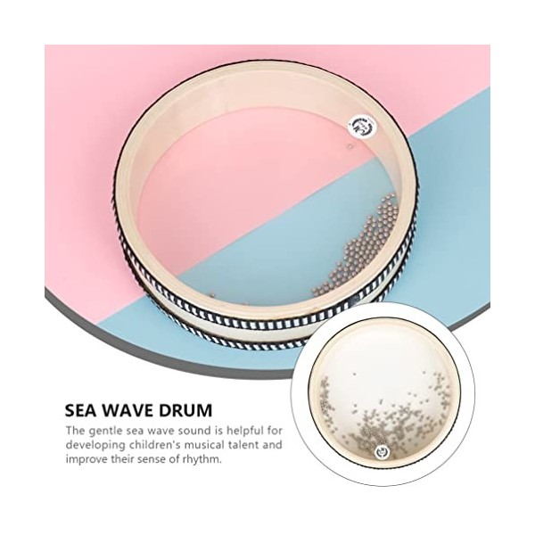 EXCEART Sea Wave Drum Wave Tambour de locéan en bois transparent Son Instrument de musique Percussion Shaking Jouet pour enf