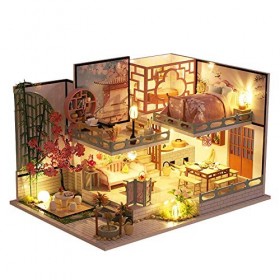 Wonderful Style Chinese Bois Miniature Maison de Poupée 3D Kit Puzzle Artisanat Cadeau Maison Musicale Modèle avec Lumières L
