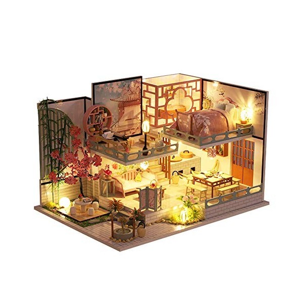 Wonderful Style Chinese Bois Miniature Maison de Poupée 3D Kit Puzzle Artisanat Cadeau Maison Musicale Modèle avec Lumières L