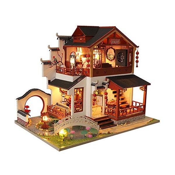 Kit de maison de poupée chinoise 3D, modèle de bâtiment antique, maison de jouet de puzzle dassemblage créatif, cadeau dann