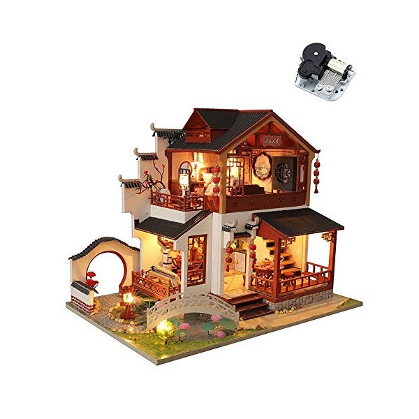 Kit de maison de poupée chinoise 3D, modèle de bâtiment antique, maison de jouet de puzzle dassemblage créatif, cadeau dann