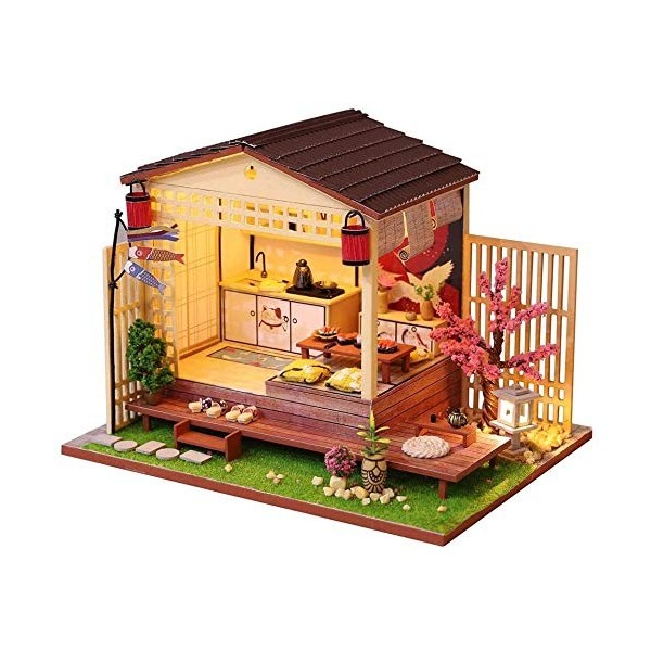 LLDKA Maquettes de Maison de poupée en Bois, Maison de poupée en Bois de Bricolage,Maison en Bois en Bois 3D Artisanat avec M