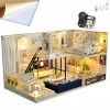 WonDerfulC Kit de miniatures pour maison de poupée 3D style loft Duplex Villa Kits pour adultes Mini maison de poupée jouet a