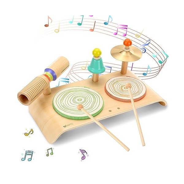 wingyz Ensemble de tambours pour enfants, instruments de musique pour enfants, 6 en 1, jouet musical pour bébé, jouet musical