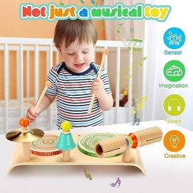 wingyz Ensemble de tambours pour enfants, instruments de musique pour enfants, 6 en 1, jouet musical pour bébé, jouet musical