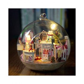 ERSD Maison de poupée en bois faite à la main 3D DIY Cabine Mini Princesse Salle Kits de modèles de boule de verre for adulte