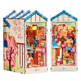 Ulikey Book Nook Kit, DIY Maison Miniature a Construire Maison de Poupee en Bois avec Lumière LED, Puzzle en Bois 3D Maquette