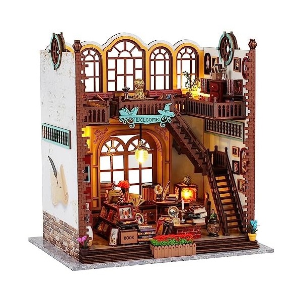BOLAXHCA Kit de Maison de Poupée en Bois Miniature Bricolage avec Meubles et Cadeaux de Décoration LED pour Anniversaire, Noë