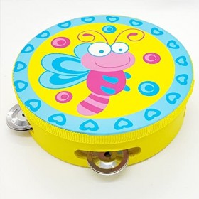 ZENZERO® - TAMBURELLO - Jeu Musical en Bois - Convient aux enfants +3 Ans - Cembalo - 4 hochets avec poignée - Fantastiques a