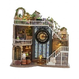 MagiDeal Maison de poupée Miniature en Bois, modèle de Construction rétro européen, décoration de Maison, Kits pour Enfants e