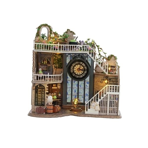 MagiDeal Maison de poupée Miniature en Bois, modèle de Construction rétro européen, décoration de Maison, Kits pour Enfants e