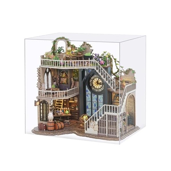 MagiDeal Maison de poupée Miniature en Bois, modèle de Construction rétro européen, décoration de Maison, Kits pour Enfants e