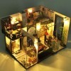 Maison Poupée Miniature Bricolage avec Meubles, Maison Poupée Loft Chinois en Bois avec Cache-poussière Et Musique, Modèle As