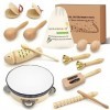 Instruments de Musique Enfant - Jpnew Instruments de Musique Bebe Bois Ensemble De Jouets de Percussions avec Sac Tambour Enf