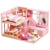 WDC Ensemble de meubles de maison de poupée miniature en bois 1:24 - Loft - Maison de jouets 3D assemblée - Puzzle créatif