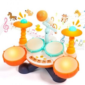 Batterie Jouet Bebe 1 an - Instruments de Musique Enfants Tambour Enfant Jouet 1 2 an Jeux Cadeau Enfant 1 2 an pour Bebe Fil